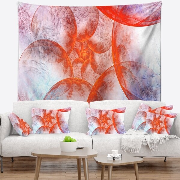 Designart 'Large Red Fractal Circles' Floral Wall Tapestry