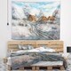 preview thumbnail 1 of 2, Designart 'Snow Village' Landscape Wall Tapestry