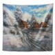 preview thumbnail 3 of 2, Designart 'Snow Village' Landscape Wall Tapestry
