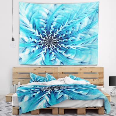 Designart 'Light Blue Fractal Flower Pattern' Abstract Wall Tapestry