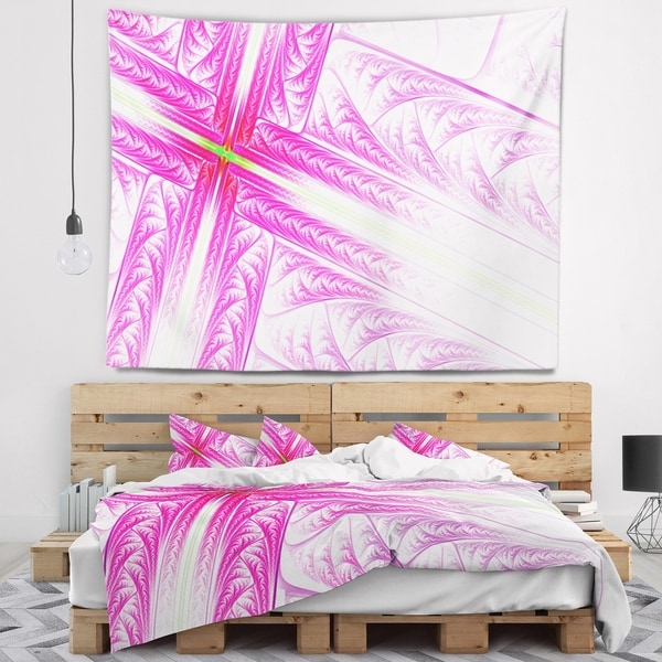 Designart 'Pink Fractal Cross Design' Abstract Wall Tapestry