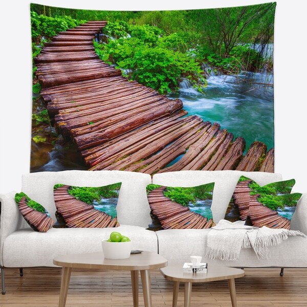 Designart 'Wooden Bridge in National Park' Landscape Photography Wall Tapestry