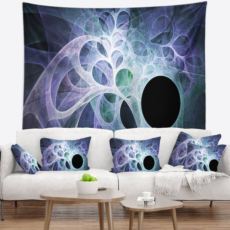 Designart 'Light Blue Fractal Angel Wings' Abstract Wall Tapestry - Bed ...