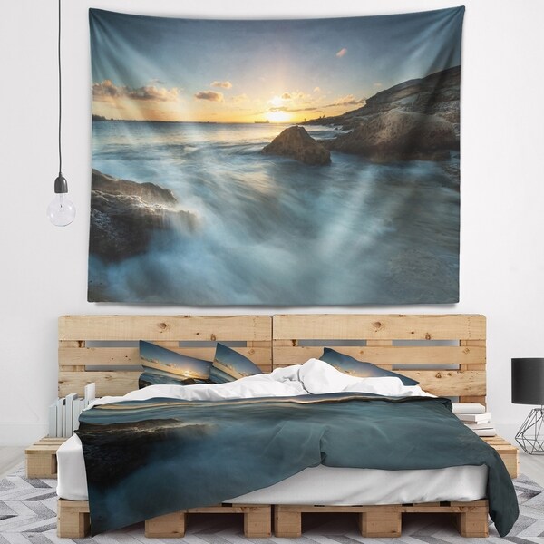 Designart 'Sydney Seashore at Sunset' Seascape Wall Tapestry
