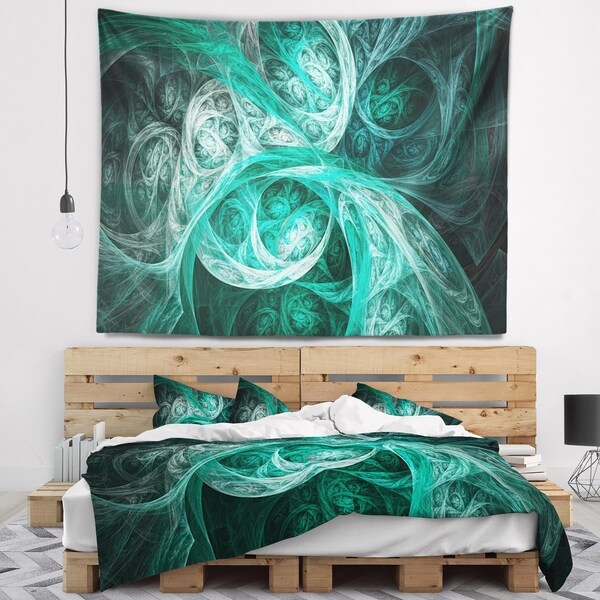 Designart 'Mystic Turquoise Fractal' Abstract Wall Tapestry