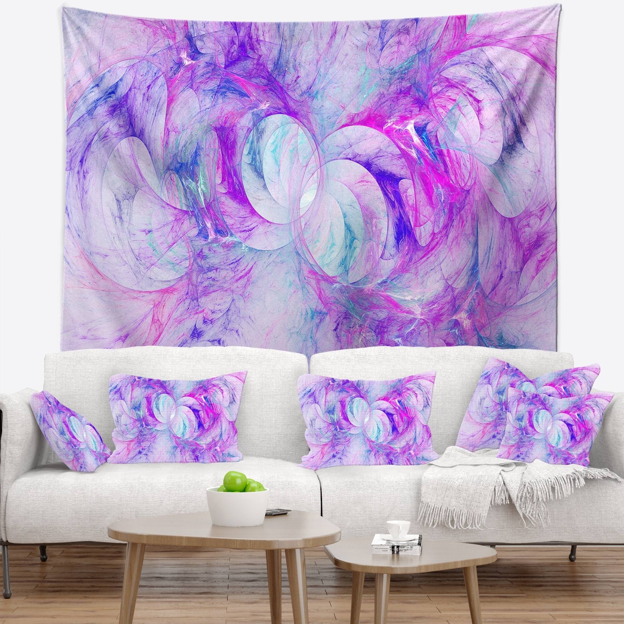 Designart 'light Purple Fractal Texture' Abstract Wall Tapestry - Bed 