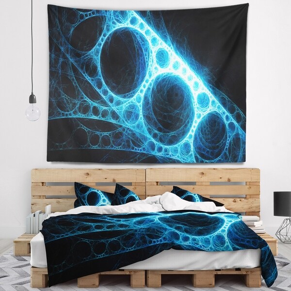 Designart 'Blue Metal Construction in Black' Abstract Wall Tapestry