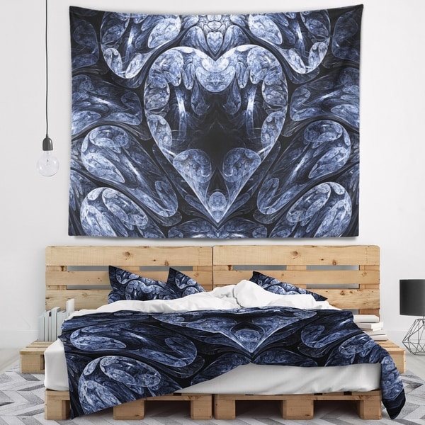 Designart 'Cold Mystical Fractal Heart' Abstract Wall Tapestry