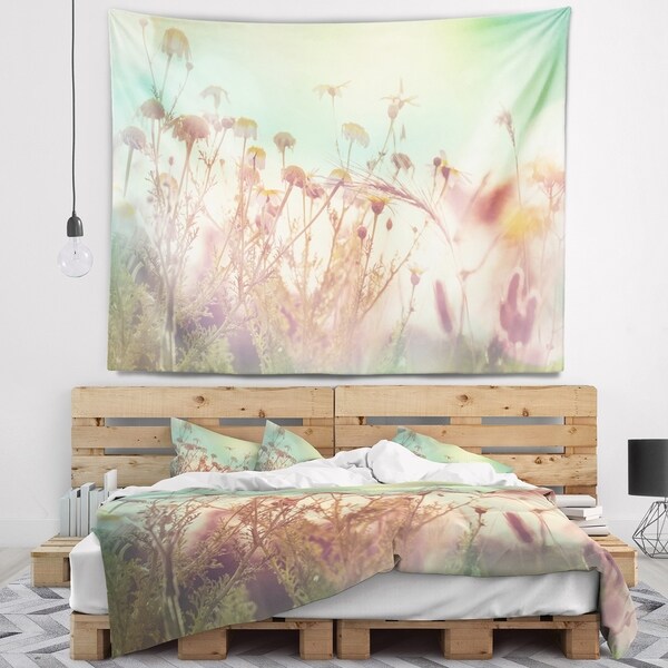 Designart 'Summer Wild Flowers and Grass' Flower Wall Tapestry