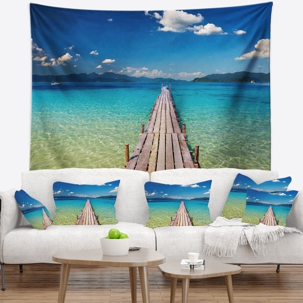 Designart 'Wooden Pier in Tropical Paradise' Seascape Wall Tapestry