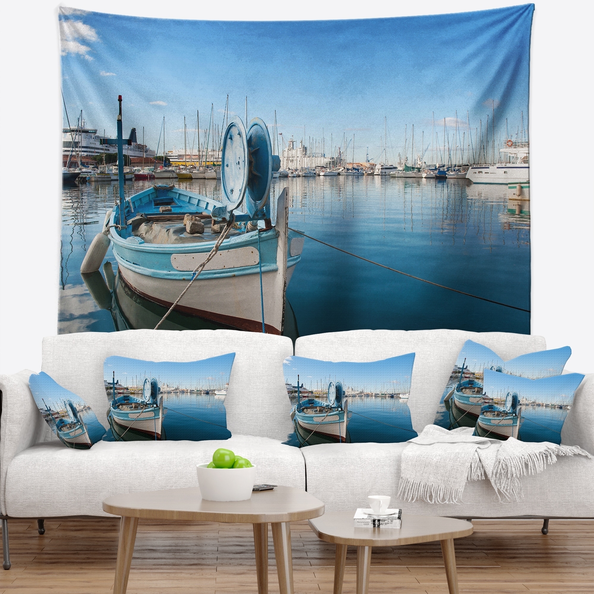 Shop Designart Yachts In Toulon Port France Boat Wall Tapestry