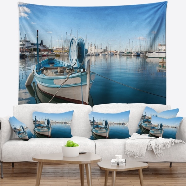 Designart 'Yachts in Toulon Port France' Boat Wall Tapestry