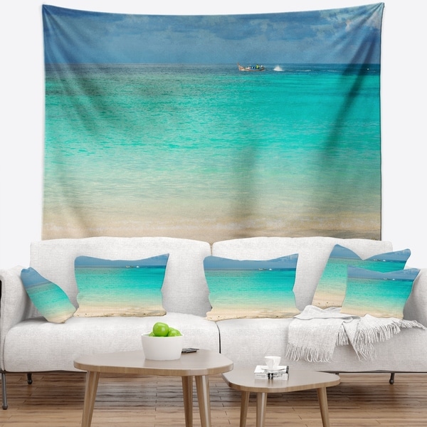 Designart 'Tropical Andaman Sea with Blue Sky' Modern Seascape Wall Tapestry