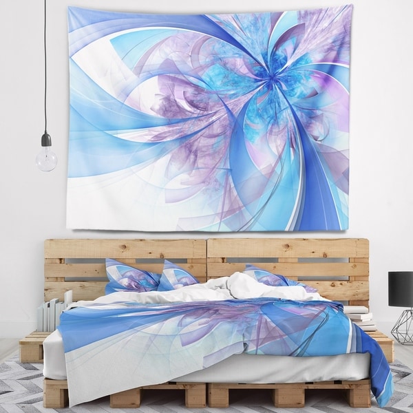 Designart 'Light Blue and Purple Fractal Flower' Floral Wall Tapestry