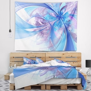 Designart 'Light Blue and Purple Fractal Flower' Floral Wall Tapestry ...