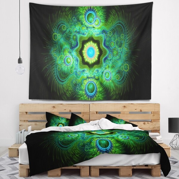 Designart 'Cabalistic Bright Green Texture' Abstract Wall Tapestry
