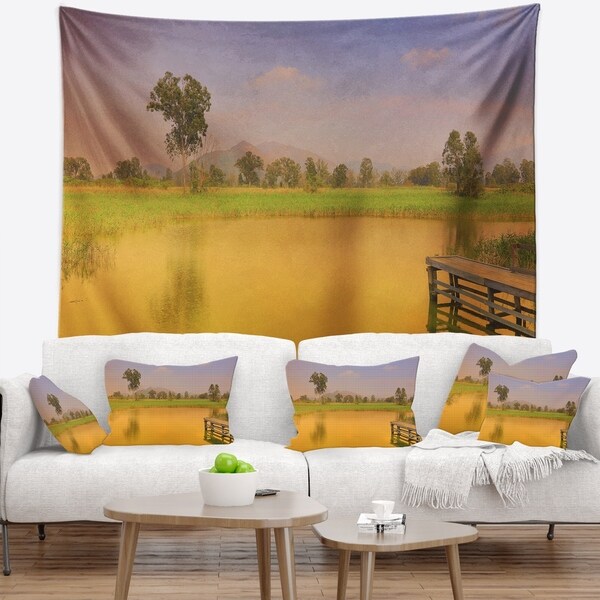 Designart 'Wetland of Nam Sang Wai Orange' Seascape Wall Tapestry