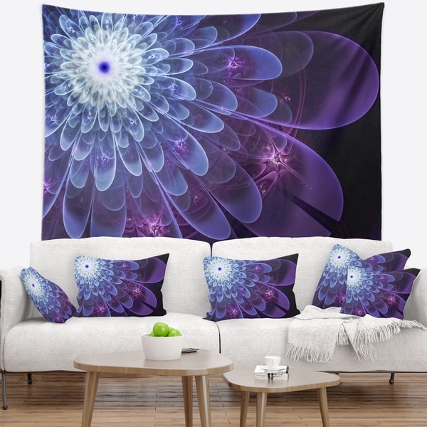 Designart 'Purple Fractal Flower Petals Close up' Floral Wall Tapestry