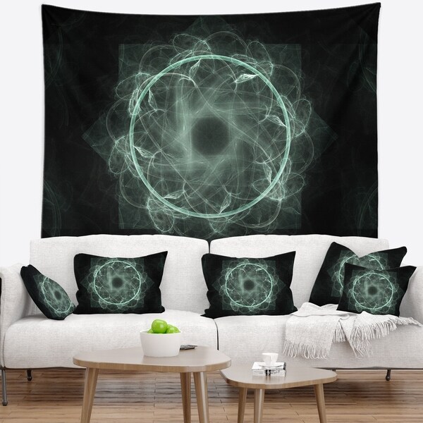 Designart 'Shiny Light Blue Radial Fractal Flower Art' Floral Wall Tapestry