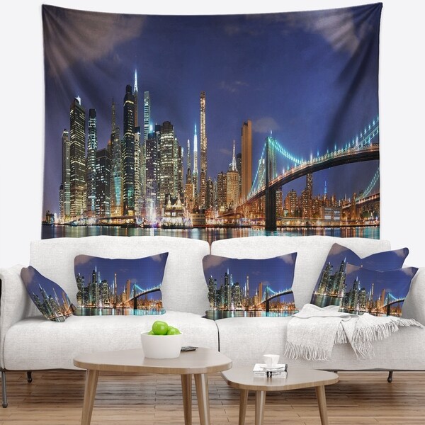 Designart 'Manhattan Panoramic Skyline View' Cityscape Photo Wall Tapestry