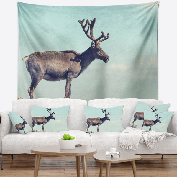 Designart 'Large Reindeer in Norway' Abstract Wall Tapestry