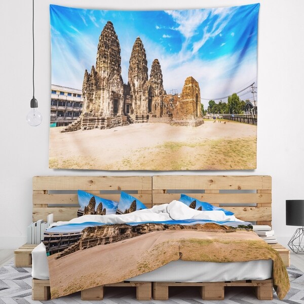 Designart 'Ancient Temple in Thailand Panorama' Modern Seascape Wall Tapestry