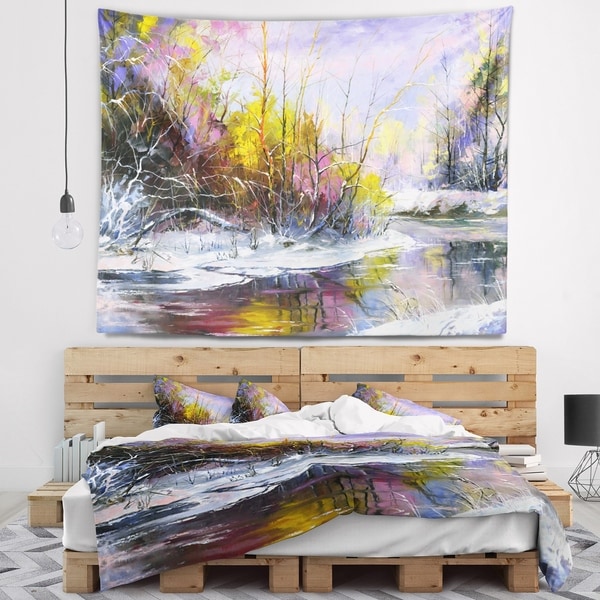 Designart 'Autumn River' Landscape Wall Tapestry