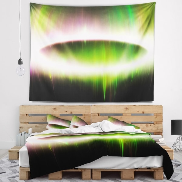 Designart 'Beautiful Green Northern Lights' Abstract Wall Tapestry