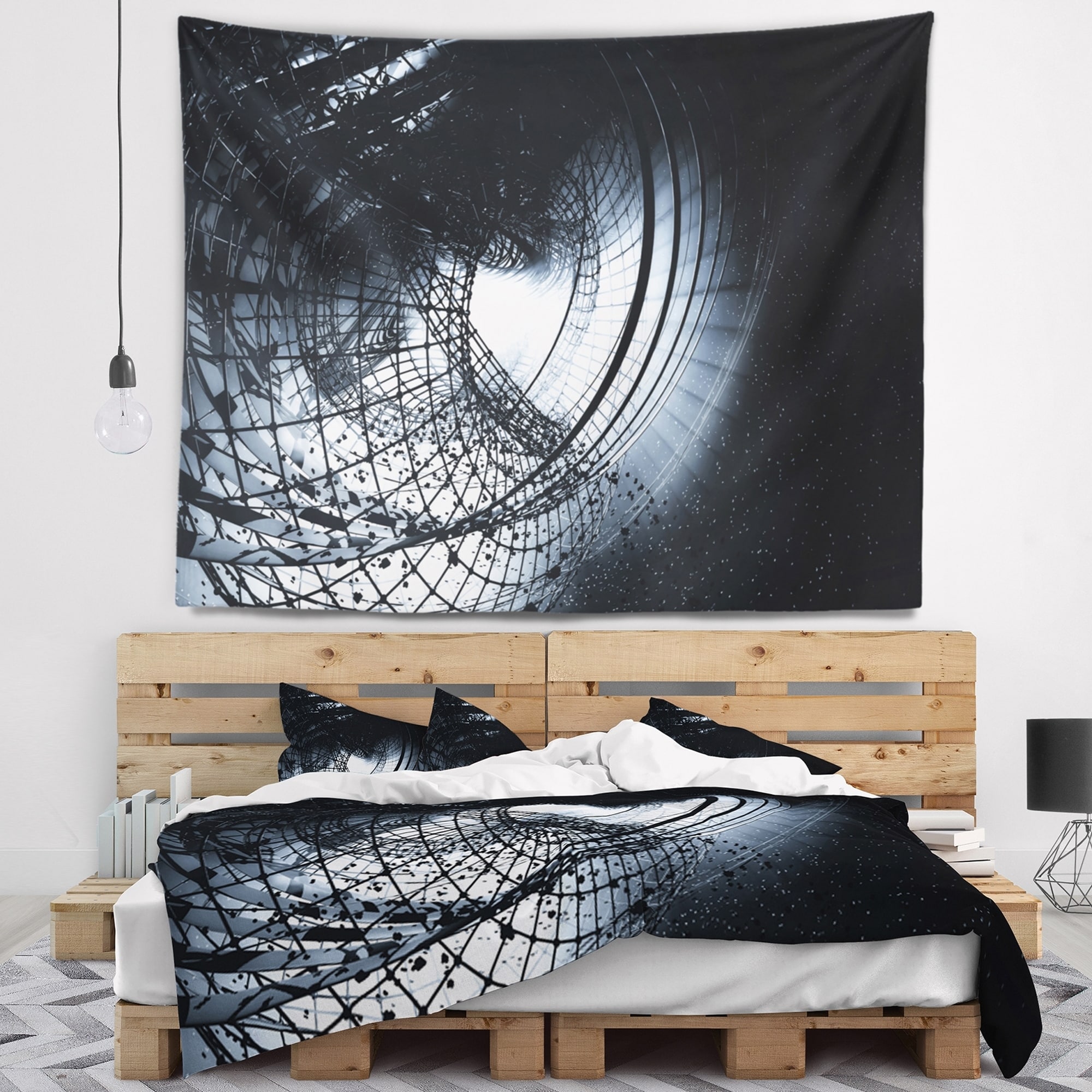 Designart '3D Abstract Art Black Spiral' Abstract Wall  Small