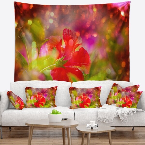 Designart 'Beautiful Red Rural Summer Flowers' Floral Wall Tapestry
