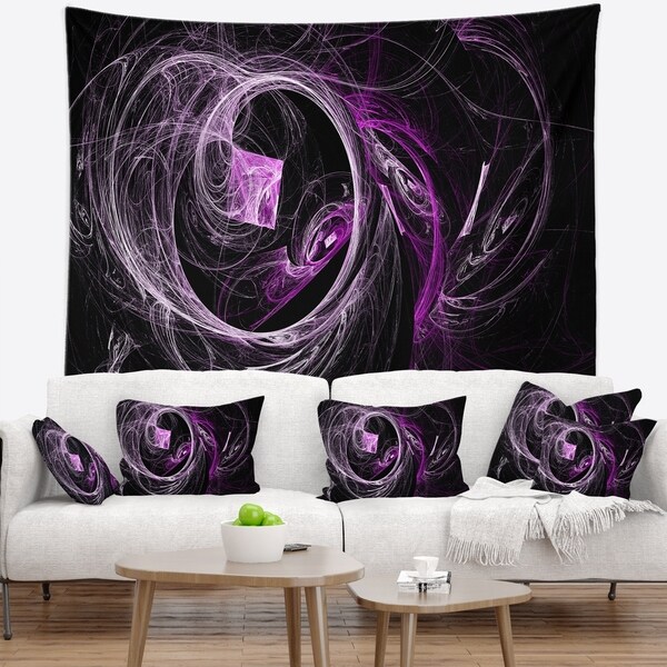 Designart 'Billowing Smoke Purple in Black' Abstract Wall Tapestry