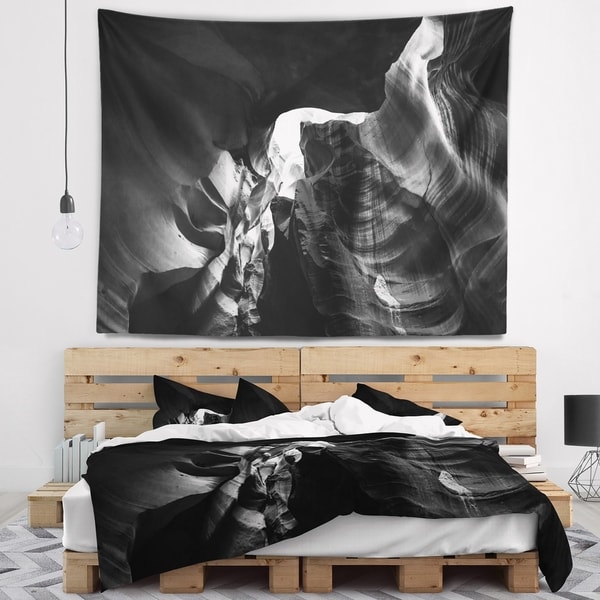 Designart 'Black and White Antelope Canyon' Landscape Photography Wall Tapestry