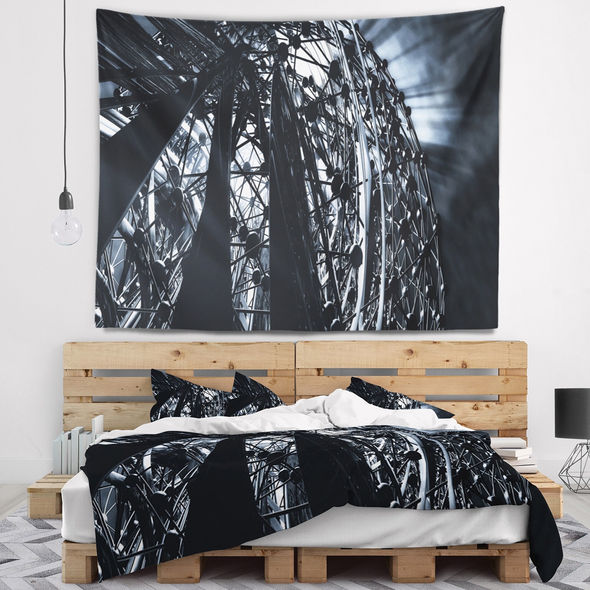 Designart '3D Abstract Art Black Atomic' Abstract Wall  Small