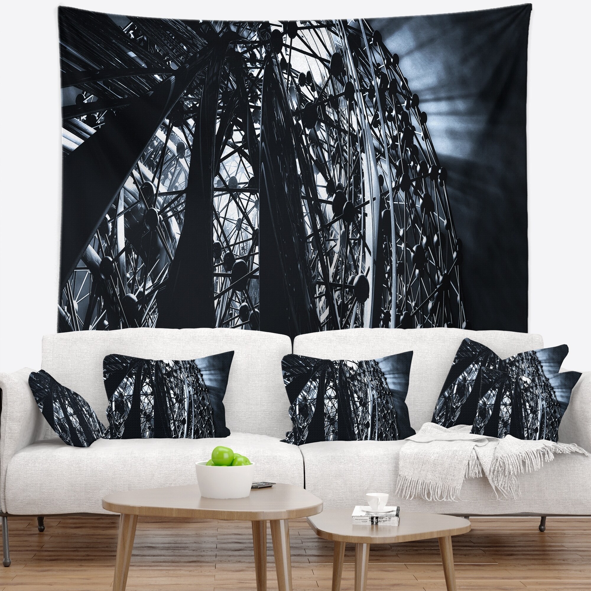 Designart '3D Abstract Art Black Atomic' Abstract Wall  Small