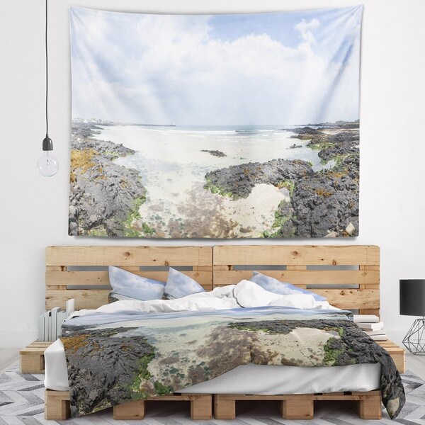 Designart 'Panorama View of Woljeongri Beach' Landscape Wall Tapestry