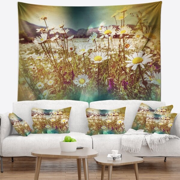 Designart 'Chamomile Flowers in Summer Garden' Landscape Wall Tapestry