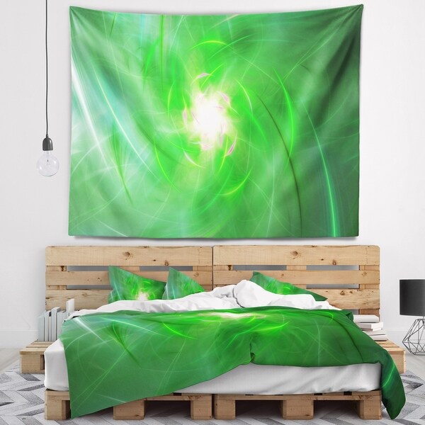 Designart 'Light Green Fractal Whirlpool' Abstract Wall Tapestry