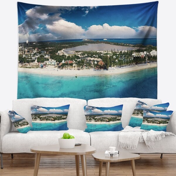 Designart 'Caribbean Coast Tropical Panorama' Seascape Wall Tapestry