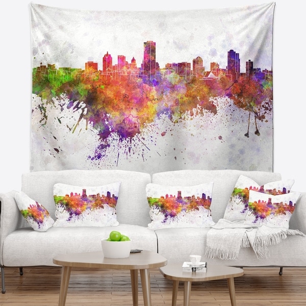 Designart 'Milwaukee Skyline' Cityscape Wall Tapestry
