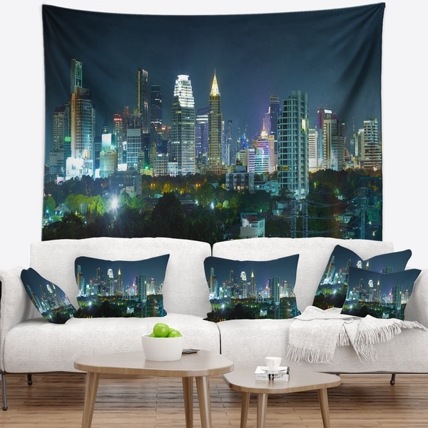 Designart 'Night City Bangkok Cityscape' Photography Wall Tapestry