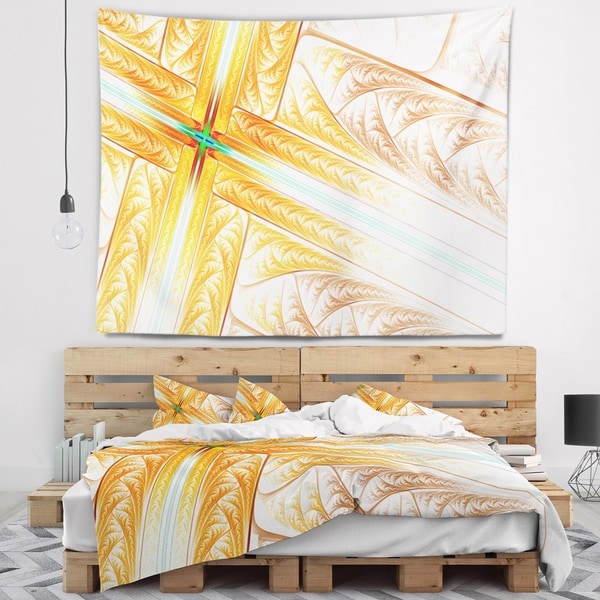Designart 'Brown Fractal Cross Design' Abstract Wall Tapestry