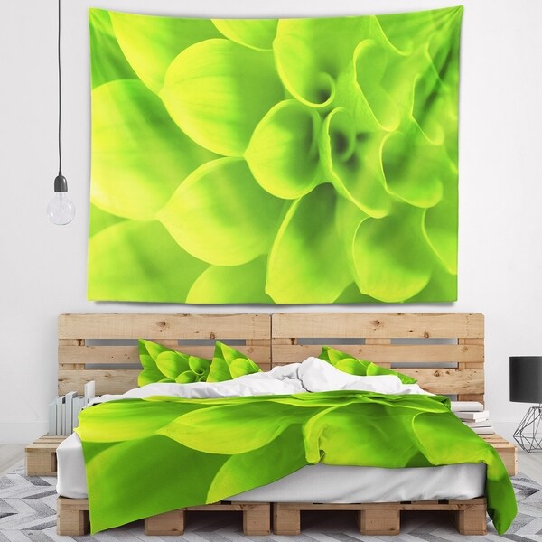 Designart 'Bright Green Flower Petals' Floral Wall Tapestry