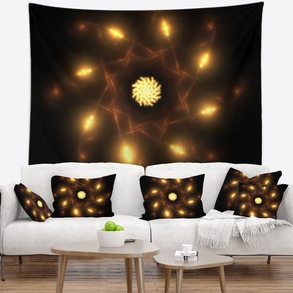 Designart 'Glowing Yellow Radial Fractal Flower Art' Floral Wall Tapestry