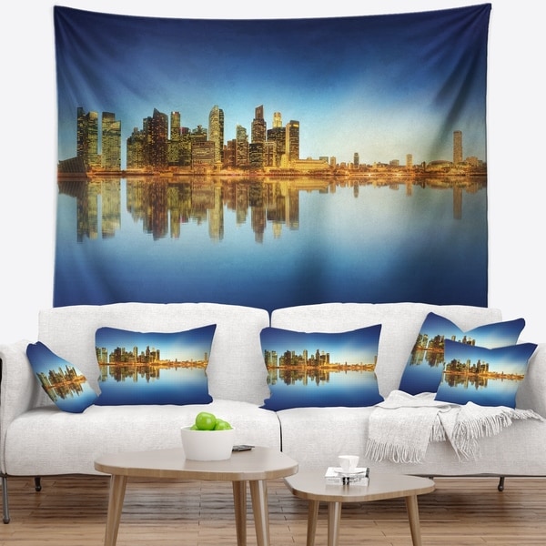 Designart 'Calm Singapore Skyline' Cityscape Photography Wall Tapestry