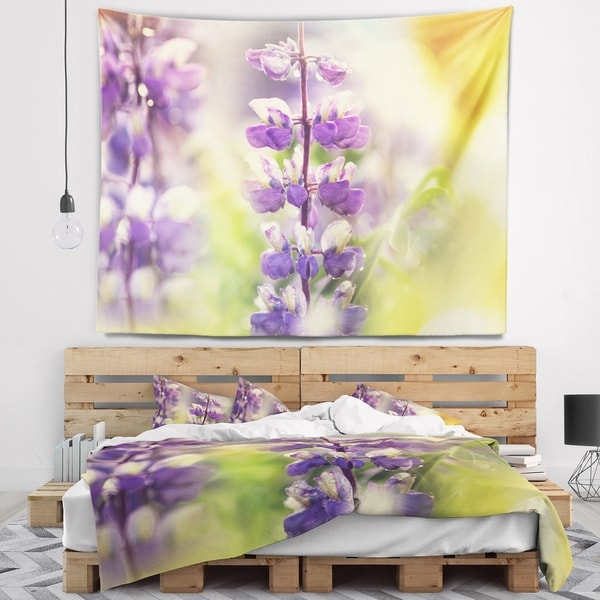 Designart 'Beautiful Close Up of Blue Lupin Flowers' Flower Wall Tapestry