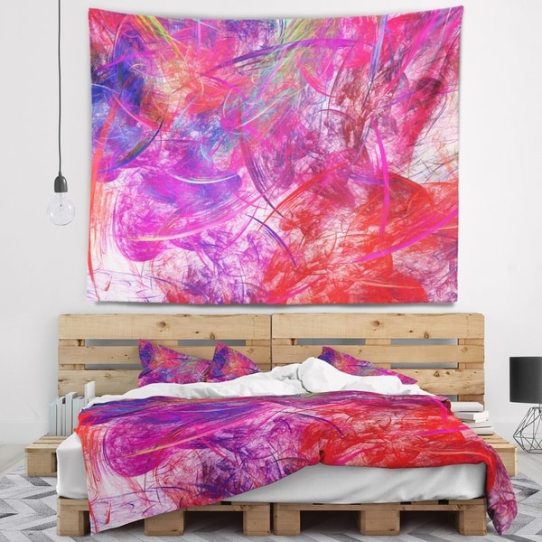 Designart 'Red Swirling Clouds' Abstract Wall Tapestry