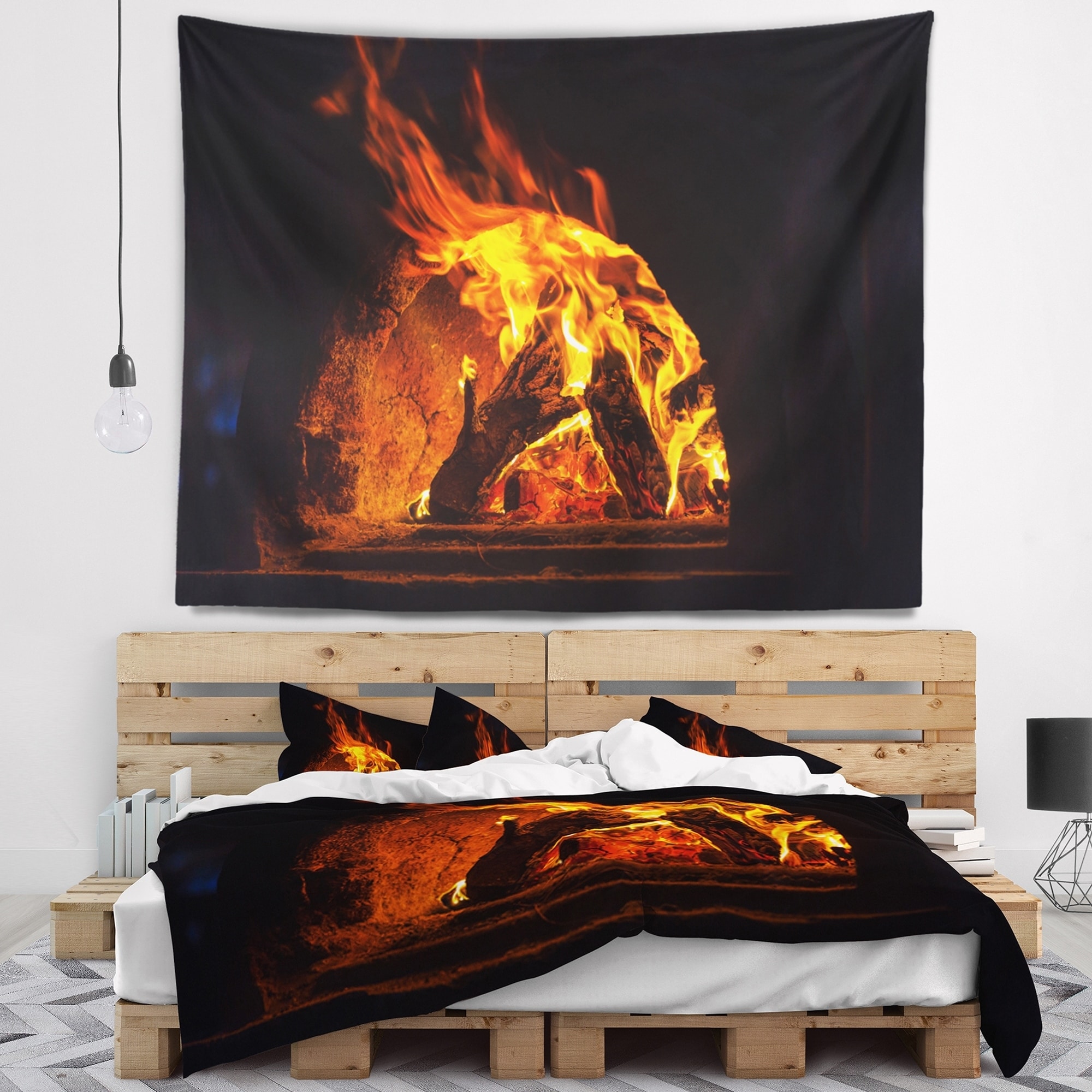 Details About Designart Wood Stove With Fire And Blaze Abstract Wall Small