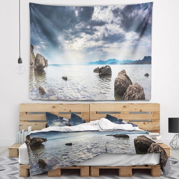 Designart 'Black Seas in Crimean Peninsula Panorama' Seashore Wall Tapestry