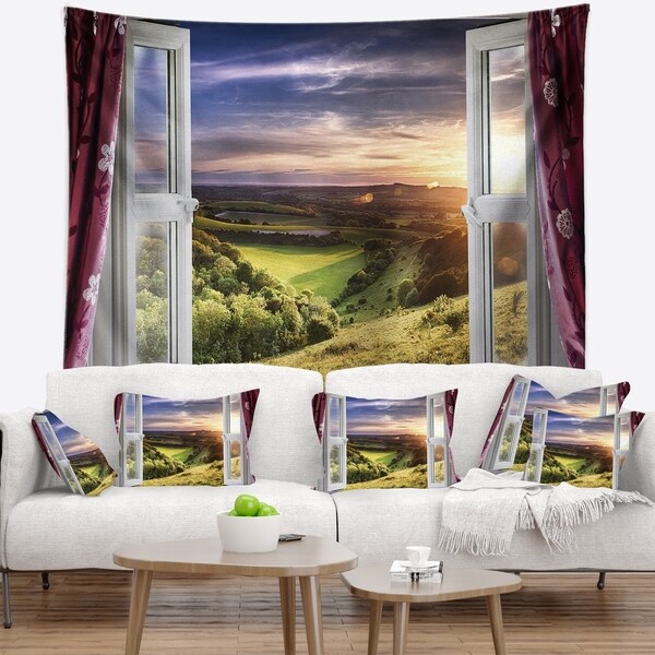 Designart 'Window View' Landscape Wall Tapestry