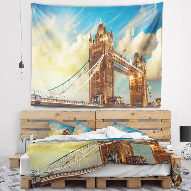 Designart 'Tower Bridge London at Sunset' Cityscape Photo Wall Tapestry ...